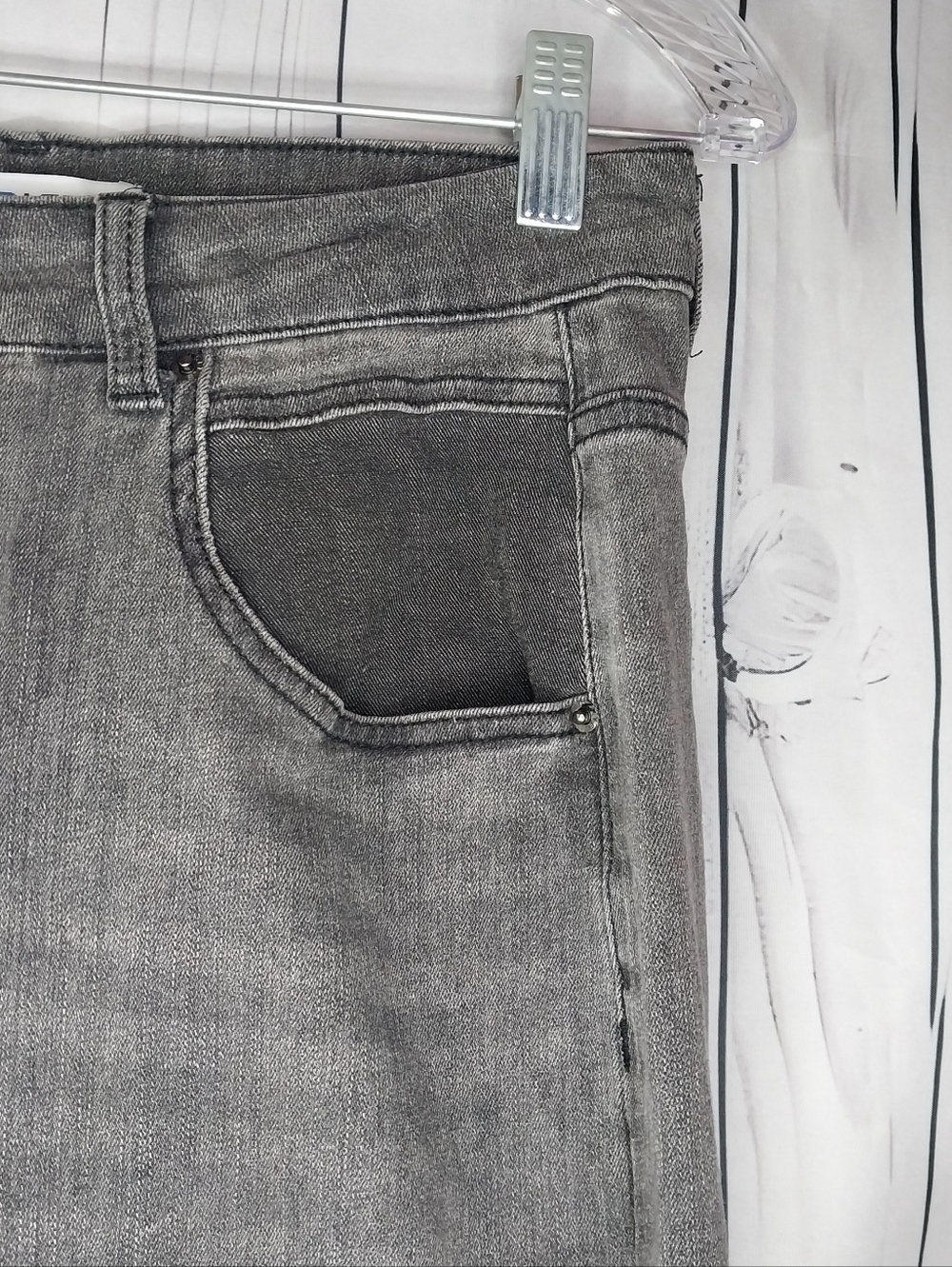 HDLTE High Rise Wide Leg Baggy 90's Y2K Grunge Raw Hem Gray Wash Jeans - Picture 3 of 10